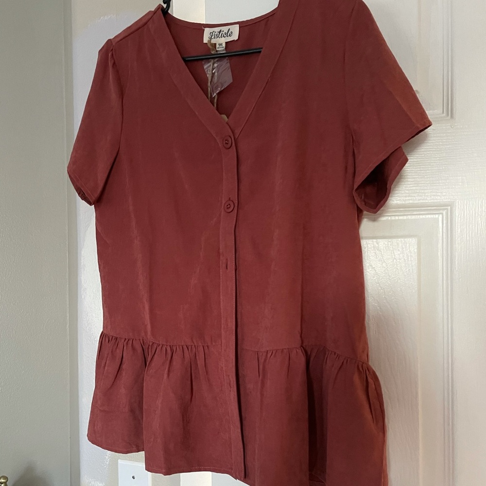 Peplum Button-down Top